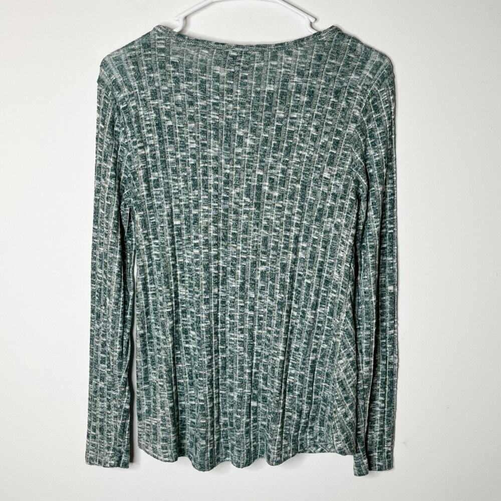 Bobeau Women's Knit Top Size XS Heathered Green Knot Front Ribbed Long Sleeve - Picture 5 of 7